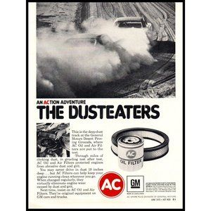1970 AC Oil and Air Filters Vintage Print Ad Dirt Track Dusteaters Wall Art